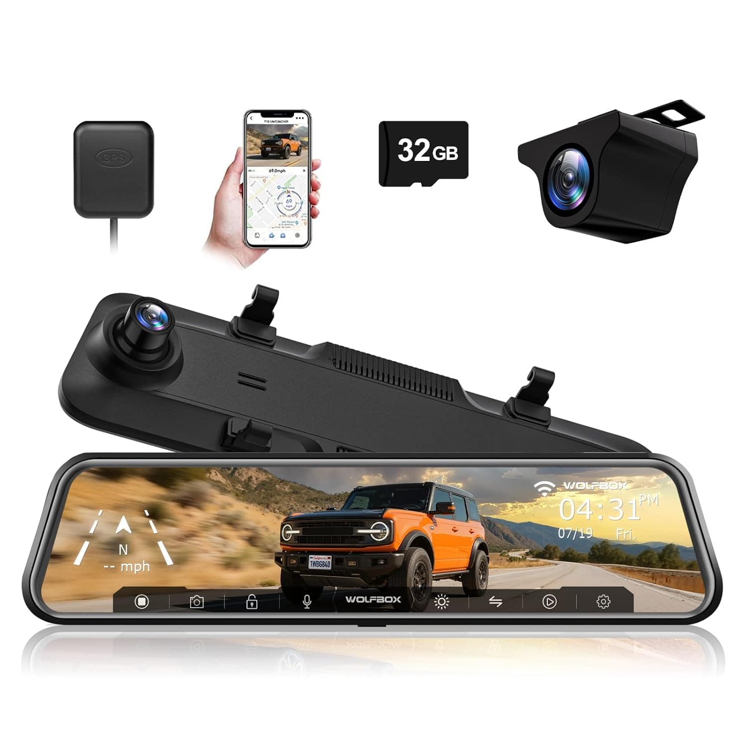Wolfbox Wolfbox G840H Mirror Dash Cam dashcam